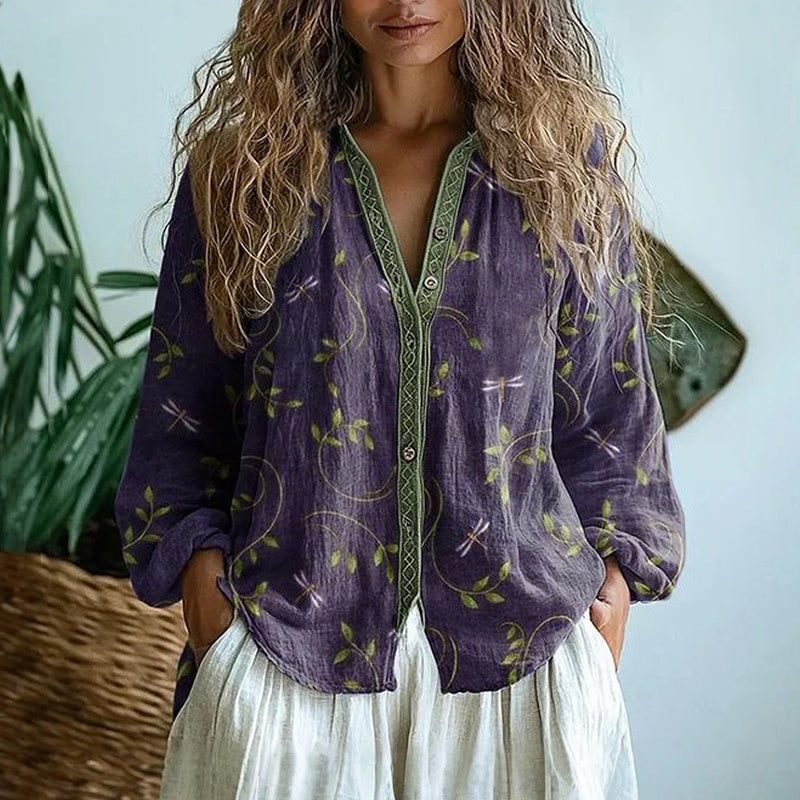 Liva™ - Afslappet bluse med naturprint
